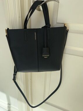 MAISON&SABRÉ Black Pebbled Leather Tote with Detachable Strap